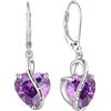 YL Orecchini Cuore in argento 925 conI love you forever Orecchini ametista con pietra di nascita di febbraio per donna