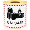 MD Labels Etichette UN 3481 per batterie agli ioni di litio, 100 x 100 mm, 500 per rotolo, autoadesive per spedizioni
