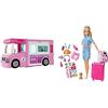 Barbie Camper Dei Sogni 3 In 1, Playset Con 3 Veicoli E 50 Accessori, Giocattolo Per Bambini 3+ Anni & In Viaggio, Bambola Bionda Con Cucciolo, Valigia Che Si Apre, Adesivi E Accessori