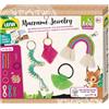 LENA 42839 Eco Macramé Jewelry, set da annodare per bambini a partire dagli 8 anni in su, kit fai da te per annodare un portachiavi, una collana, un elastico per capelli e un ciondolo arcobaleno, set