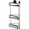 Croydex Stick 'n' Lock - Cestino angolare a 3 ripiani, colore: Nero opaco