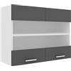 VCM Armadio da Cucina Larghezza 80 cm Anta Vetro Opaco Armadio a Muro Cucina Mobili Esilo Armadio da Cucina Larghezza 80 cm Anta Vetro Opaco Armadio a Muro Cucina Mobili Esilo Bianco/Antracite