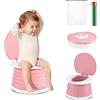 DQZSY Toilette Pieghevole per Bambini,Vasino Da Viaggio,Sedia da Toilette Pieghevole,Sedile Vasino Portatile,Vasino da Viaggio Indoor Outdoor per Addestramento del Bambino con Borsa da Viaggio (Rosa)