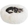 Nepfaivy Cuccia Gatto Cane Antistress Morbida - Cuscino Pelosa per Cani Gatti Interno Nuvola Soffice Peluche Rotondo da Ciambella, Letto Pelosa per Animale Domestico Piccola Media (M-50cm/19.7in, Bianca)