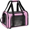 TOFFCAEA Trasportino per Cani e Gatti, Gabbietta Morbida per Animali Domestici, Tappetino Lavabile Rimovibile, con Tracolla, Borsa Ripiegabile Viaggio Sull' Aereo (L 50 x B 34 x H 34 cm, Rosa)