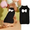 Yanmucy Cane Dolcevita Maglione Fiocco Cane Maglia Cane ponticello Caldo Cane Vestiti per Cani InvernaliPullover Maglieria Uncinetto Cane Cappotto Costume di Natale Pet Cane Maglione (S, Nero)