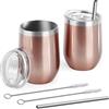 Sosayet 2pcs Bicchieri da vino termici in Acciaio Inossidabile, 350ml/12oz Tazza da Caffè Isolata con Coperchio a Tenuta Stagna, Tazza Termica da Viaggio per i picnic,campeggio,viaggio