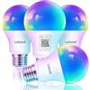 Linkind Matter Smart RGBTW Lampadine,Lampada E27 Compatibile con Siri,Alexa, Google Home, SmartThings, 9W(Equivalenti a 60 W), Dimmerabile 1800K-6500K Lampadine Multicolore A60, Pacco da 4