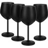 Livole Set di bicchieri da vino rosso, 18 Oz, 550 ml, in acciaio inox, bicchieri da champagne, coppe grandi, con manico, per cocktail, vino rosso, nero opaco (confezione da 4)