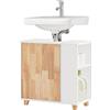SoBuy Mobiletto per lavandino bagno Mobile sotto lavabo con 1 anta Bianco-Naturale 60x29x60cm BZR75-W