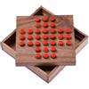 LOGOPLAY Solitario - gioco di slot - gioco di pensiero - gioco di indovinelli - gioco di pazienza - gioco di logica in legno, Tappi rossi, scatola di legno marrone, 111 x 113 x 33 mm (Grande)