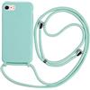 Ququcheng Cover Compatible con iPhone 7/8 Plus(5.5),Cellulare Girocollo Custodia con Cordino TPU corda Silicone Case Bumper per iPhone 7/8 Plus(5.5) Custodia-Verde