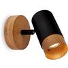 BRILONER - lampada da lettura, girevole, paralume in legno, lampada da parete interna, soggiorno, nero