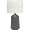 Eglo Lampada da tavolo Capalbio, lampada da comodino con paralume in tessuto, ceramica in grigio e tessuto beige, lampada da tavolo per il soggiorno e la camera da letto, attacco E27