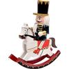 Ciao- Schiaccianoci Natale Soldatino a cavallo (28cm) in legno e tessuto, verde/nero