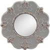 Stonebriar Specchio da Parete Rotondo in Ceramica Grigio Chiaro da 20,3 cm, con Anello per appenderlo, Decorazione Vintage Decorativa per Soggiorno, Camera da Letto, corridoio e Ingresso