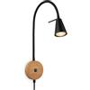 Briloner Lampada da lettura, Lampada da parete per interni, Lampada a LED, Lampada da parete per interni, Braccio flessibile, Orientabile, Interruttore, Lampada a zoccolo, Legno nero, FSC