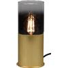 Trio Leuchten TRIO, Lampada tavolo, Robin 1xE27, max.40,0 W Vetro, Fumé, Finitura: Metallo, Ottone satinato Ø:11,0cm, A:25,5cm Interruttore su cavo,IP20,Senza illuminante,Sorgente luminosa sostituibile