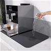Goujfol Tappetino Scolapiatti, Macchina Caffè Tappetino 40 X 30cm Super Assorbente Scolapiatti da Lavello, Antiscivolo Tappetini Accessori Cucina Tappeto Lavandino Posate Drenante（Grigio）