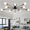 JIINOO Plafoniera moderna Sputnik, 10 luci Sputnik Sputnik Industrial Chandelier Plafoniera semi-incasso per soggiorno Cucina Camera da letto Agriturismo Sala da pranzo (nero + oro)