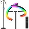 SIBRILLE RGB Lampada da Terra Salotto, 20 W Piantana Lampada da Terra LED Dimmerabile 3000K-6000K con Telecomando & Touch 1300 lm Lampade da Terra Moderna per Soggiorno Camera da Letto Ufficio Hotel