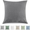 TOCOMOA Federe Cuscino Letto 80x80 cm Set Da 2, Copricuscino Letto Cotone Lavato Al 100%, Aspetto Lino E Federa Traspirante Grigio scuro Con Cerniera