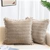 ZWJD Set of 2 Federe Cuscini Divano 45x45 Corduroy Sofa Cuscini per Divano Cuscini da Estern Boho Cuscini Decorativi Divano Modern for Couch Bedroom car Decor Decorative Fodere Cuscini Cachi