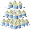 ECOSEAO Supporto per cupcake, 3 livelli, trasparente, quadrato, per cupcake, dessert, pasticceria, torre, supporto per matrimonio, compleanno, decorazione per la casa (25,4 cm)