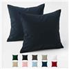 Dreamzie Federe 80x80 Cotone Rinforzato (Set da 2) - Blu Scuro - Trama Fitta a 57 Fili/cm² - Federe Cuscini 80x80 cm - Federe Cuscino 80x80 Certificate Oeko Tex - Dreamzie