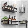 UUlioyer Mensola Doccia Senza Foratura, Impermeabile e Antiruggine, Porta Bagnoschiuma Shampoo da Doccia, 4 Pezzi Organizer Doccia, Nero (Stile A)