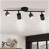 Gr4tec Faretti da Soffitto Orientabili 4 Luci, Moderna Lampadario LED Soffitto Nero, Faretto LED Interno Soffitto GU10, Binario Faretti Soffitto per Corridoio Soggiorno, Lampadina Non Inclusa…
