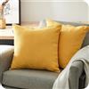 Topfinel Federe Cuscini 65x65cm Comode in Ciniglia per Divano 2 Pezzi, Copricuscini Giallo Decorativi Letto Arredo casa, Fodere Cuscino Tinta Unita per Soggiorno Camera Balcone Esterno