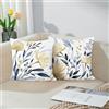 Bonhause Federe per Cuscini Acquerello Floreale 45 x 45 cm Primavera Copricuscini Decorativi Fiore Giallo Blu Velluto Federa per Cuscino Divano Letto Casa Decorazione Set di 2