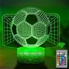 JOLLYEEP Luce Notturna Calcio per Bambini, Telecomando 16 Cambia Colore Dimmerabile, Lampada da Illusione 3D Luce LED, Regali di Natale per Ragazze Ragazzi Soggiorno Arredamento Camera da Letto