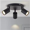 ANWIO Faretti da Soffitto Orientabili Base Rotonda,Plafoniera Parete,Lampadario Vintage Nero con 3 Faretti LED GU10,Lampada da Soffitto per Negozio,Vetrina,Camera da Letto,Soggiorno,Lampadine Escluse