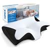 HOMCA Cuscino Ortopedico, 2 in 1 Cuscino Ergonomico in Memory Foam per Dormire, Cuscino per Supporto Cervicale con Federa Sfoderabile e Lavabile, 60x40x12/14 cm, Nero