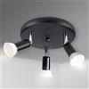 Sweier Black 3 Way Round Panel LED Ceiling Light 430LM Cool White White Round Panel Rotatable Spotlight ø 195mm incl. 3x5W GU10 LED Bulbs Spotlight for Bedroom Kitchen Living Room
