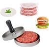 RICHSUM Pressa Hamburger in Alluminio - Stampo per Hamburger Antiaderente con Set di 100 Carta per Hamburger - Ideale per Hamburger di Carne e Vegetariani - Accessorio per Barbecue