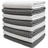 Polyte - panno in microfibra ultra premium a nido d'ape - per pulizia cucina e piatti - 8 pezzi (Grigio/Bianco, 40x71 cm)