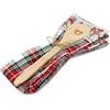 INTRECCI Set Regalo Strofinaccio Tartan Scozzese 100% Cotone e Cucchiaio da Cucina in Legno Idea Regalo di Natale Decorazioni Natalizie (Happy Deer)
