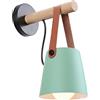 iDEGU Lampada da Parete Retrò Lampada a Muro a Sospensione in Metallo e Legno E27 Illuminazione da Parete Interno Applique da Parete Vintage per Camera da Letto Soggiorno (1 Pezzo, Verde)