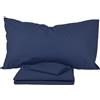 PASSION Completo letto, set lenzuola, Materiale 100% Puro Cotone, Lenzuola sopra, Lenzuolo sotto e 2 Federe da Letto, Biancheria da Letto Tinta Unita, Made in italy (Singolo, Blu)