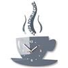 FLEXISTYLE Orologio da parete da cucina tazza LA TAZZINA Tempo per il caffè nera silenzioso moderno per bar 3 d decorativo (grigio)