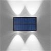 damastoreitalia Universo Applique led da esterno con pannello solare ip65 lampada a parete doppia luce (Solare - 4 led - luce fredda) (ES64)