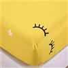 Chickwin Chickw11 Lenzuola Matrimoniali 180x200, Lenzuolo Sotto con Angoli Matrimoniale, Cartone Animato Lenzuola di Microfibra Profonde 30cm, Giallo Ciglia Stampa