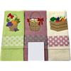 Ruoccohome Set 3 Strofinacci da cucina, Tre Asciugapiatti da Cucina in Spugna, Puro Cotone Morbido assorbente, Vari colori e fantasie - 70x50 cm