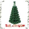 GYMAX Albero di Natale Fibra Ottica 90 cm, Albero Natalizio Illuminato, 85 Rami Folti, Montaggio Facile, Supporto Stabile, 4 Size Disponibili, Ideale per Casa e Ufficio, Verde