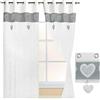 emmevi Tende Coppia Finestra Porta Interno Tessuto Lino Casa Shabby Chic Mod.Tenda CUORI 2 CONF 140X290 GRIGIA