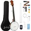 MuLucky 5 Corde Banjo Mini - Mulucky 26 (66 cm) Banjo da Viaggio con Corpo in Sapele, Fondo Solido Chiuso, Kit per Principianti con Borsa da Concerto, Plettri, Corde, Cinghia - B806