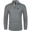 KUNJLELP Polo Camicia Uomo Manica Lunga Maglietta con Colletto in Denim Casuale Cotton Inverno Golf T-Shirt,A-Verde,M
